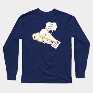 Borzoi Dog Drawing Bone on a Paper Long Sleeve T-Shirt